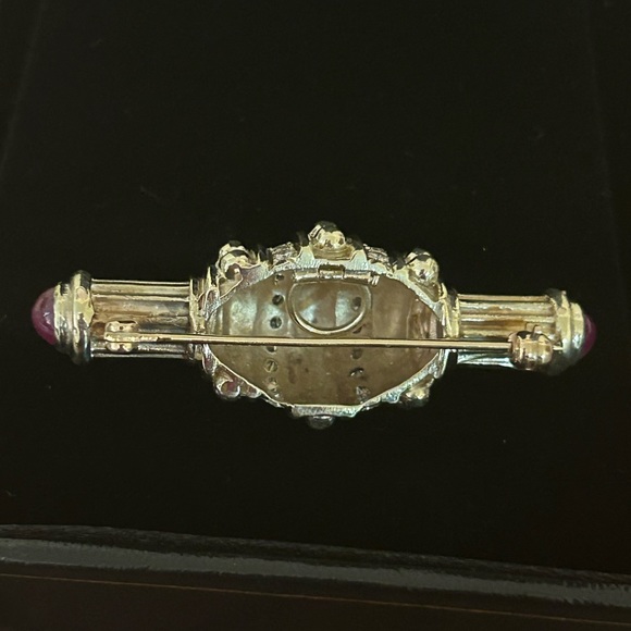 Vintage 14kt yellow gold diamond and ruby pin - Picture 6 of 10